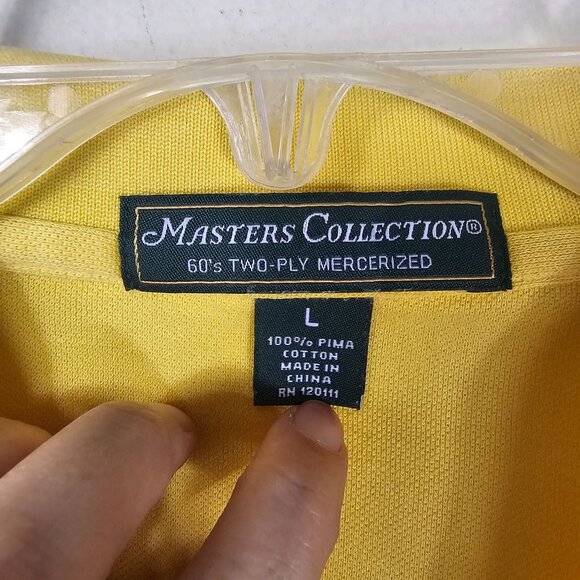 VTG Y2K Masters Collection Yellow Polo Shirt L 100% Pima Cotton Golf Casual - Picture 4 of 8